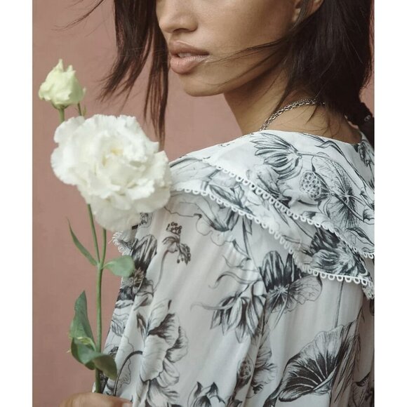 NWT Size M - Anthropologie Long-Sleeve Tiered Floral Mini Dress (NWT US$ 168) - Picture 5 of 15